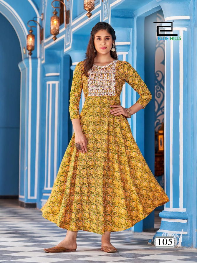 Blue Hills Lotus 101 Wholesale Long Anarkali Kurti Collection	